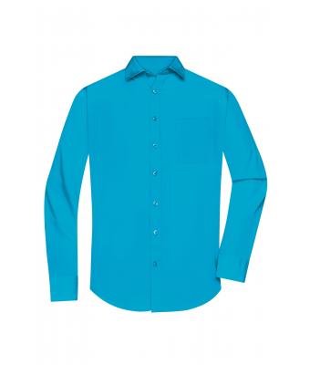 Men Men's Shirt Longsleeve Poplin Turquoise 8505