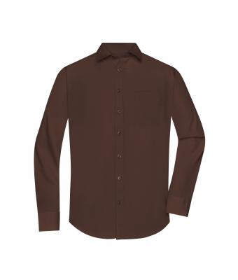 Herren Men's Shirt Longsleeve Poplin Brown 8505
