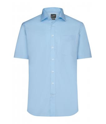 Men Men's Shirt Shortsleeve Micro-Twill Light-blue 8566