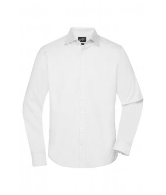 Herren Men's Shirt Longsleeve Herringbone White 8572
