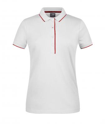 Damen Ladies' Polo Stripe White/red 8684