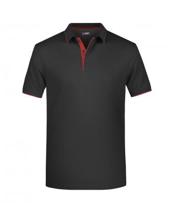 Men Men's Polo Stripe Black/red 8685