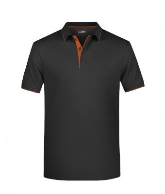 Herren Men's Polo Stripe Black/orange 8685