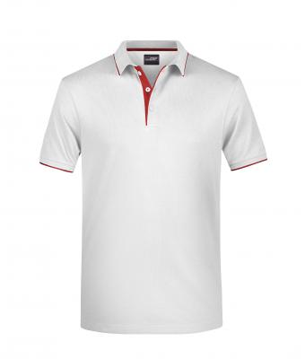 Herren Men's Polo Stripe White/red 8685