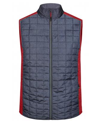 Uomo Men's Knitted Hybrid Vest Red-melange/anthracite-melange 10458
