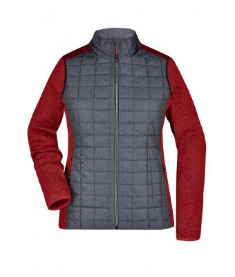 Donna Ladies' Knitted Hybrid Jacket Red-melange/anthracite-melange 10459