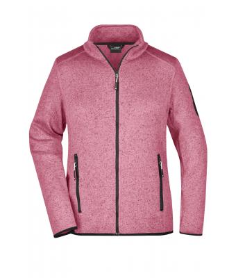 Damen Ladies' Knitted Fleece Jacket Pink-melange/off-white 8304