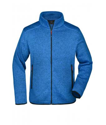 Herren Men's Knitted Fleece Jacket Royal-melange/red 8305