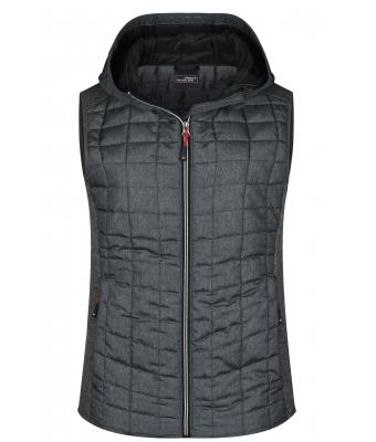 Damen Ladies' Knitted Hybrid Vest Grey-melange/anthracite-melange 8679
