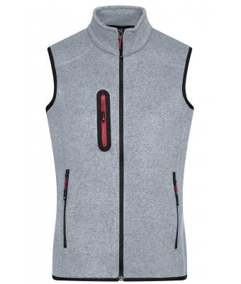 Donna Ladies' Knitted Fleece Vest Light-grey-melange/red 8490