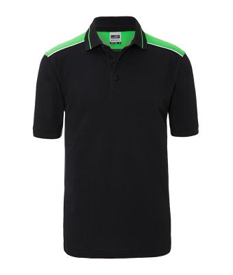 Uomo Men's Workwear Polo - COLOR - Black/lime-green 8533
