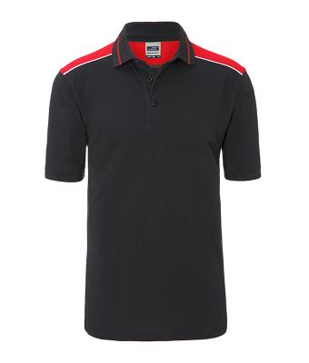 Homme Polo workwear homme - COLOR - Carbone/rouge 8533