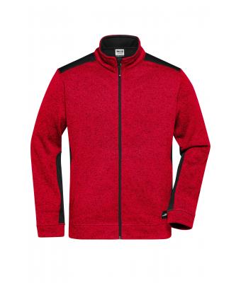 Uomo Men's Knitted Workwear Fleece Jacket - STRONG - Red-melange/black 8537