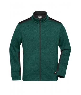 Uomo Men's Knitted Workwear Fleece Jacket - STRONG - Dark-green-melange/black 8537