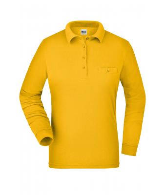 Damen Ladies' Workwear Polo Pocket Longsleeve Gold-yellow 8539