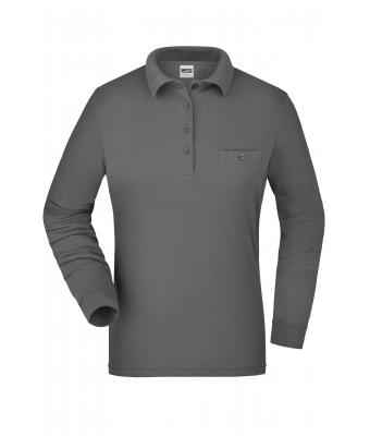 Damen Ladies' Workwear Polo Pocket Longsleeve Dark-grey 8539