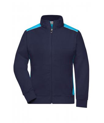 Donna Ladies' Workwear Sweat Jacket - COLOR - Navy/turquoise 8543