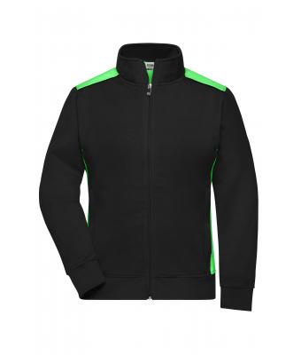 Donna Ladies' Workwear Sweat Jacket - COLOR - Black/lime-green 8543