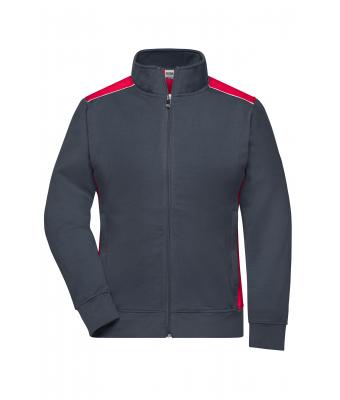 Donna Ladies' Workwear Sweat Jacket - COLOR - Carbon/red 8543