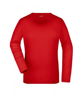 Damen Ladies' Stretch Shirt Long-Sleeved Red 7984
