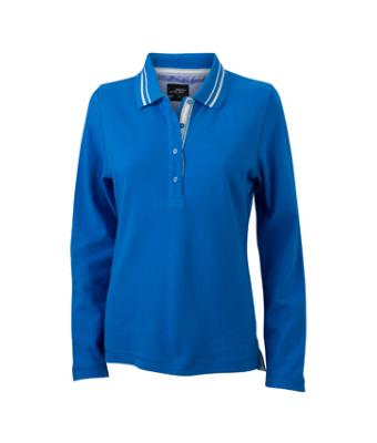 Donna Ladies' Polo Long-Sleeved Cobalt/off-white 8086