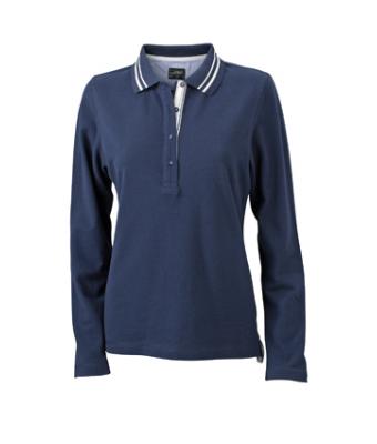 Donna Ladies' Polo Long-Sleeved Navy/off-white 8086