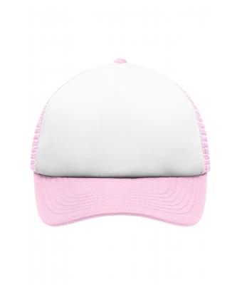 Bambino 5 Panel Polyester Mesh Cap for Kids White/baby-pink 7623