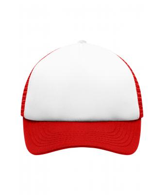Bambino 5 Panel Polyester Mesh Cap for Kids White/red 7623