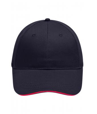 Unisex 6 Panel Brushed Sandwich Cap Navy/red 8554