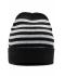 Unisex Striped Winter Beanie Black/light-grey-melange 8700