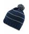Unisex Knitted Winter Beanie with Pompon Navy/light-grey 10220