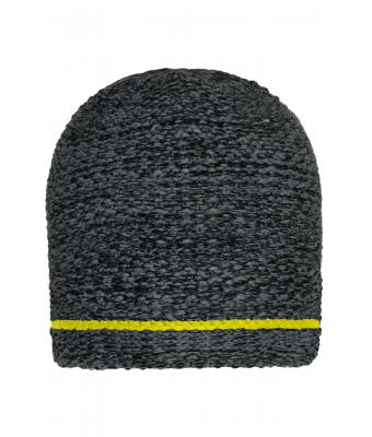 Unisex Coarse Knitted Beanie Black-melange/yellow 11444