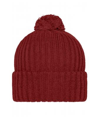 Unisex Knitted Cap with Pompon Burgundy 7804