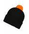 Unisex Knitted Cap with Pompon Black/orange 7804