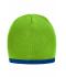 Unisex Beanie with Contrasting Border Lime-green/royal 7808