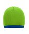 Unisex Beanie with Contrasting Border Lime-green/royal 7808