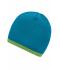 Unisex Beanie with Contrasting Border Turquoise/lime-green 7808