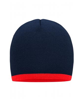 Unisex Beanie with Contrasting Border Navy/red 7808