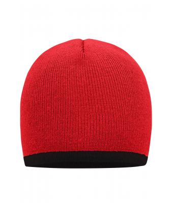 Unisex Beanie with Contrasting Border Red/black 7808