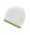 Unisex Beanie with Contrasting Border White/lime-green 7808