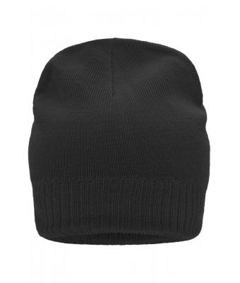 Unisex Knitted Beanie with Fleece Inset Black 7832