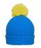 Unisex Pompon Hat with Brim Azur/yellow 8120